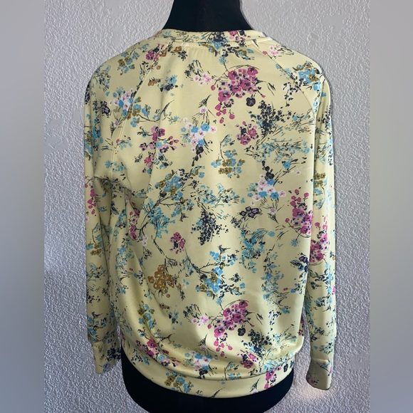 Elie Tahari yellow Floral Pullover Sweater/Blouse  Size medium - Picture 4 of 6